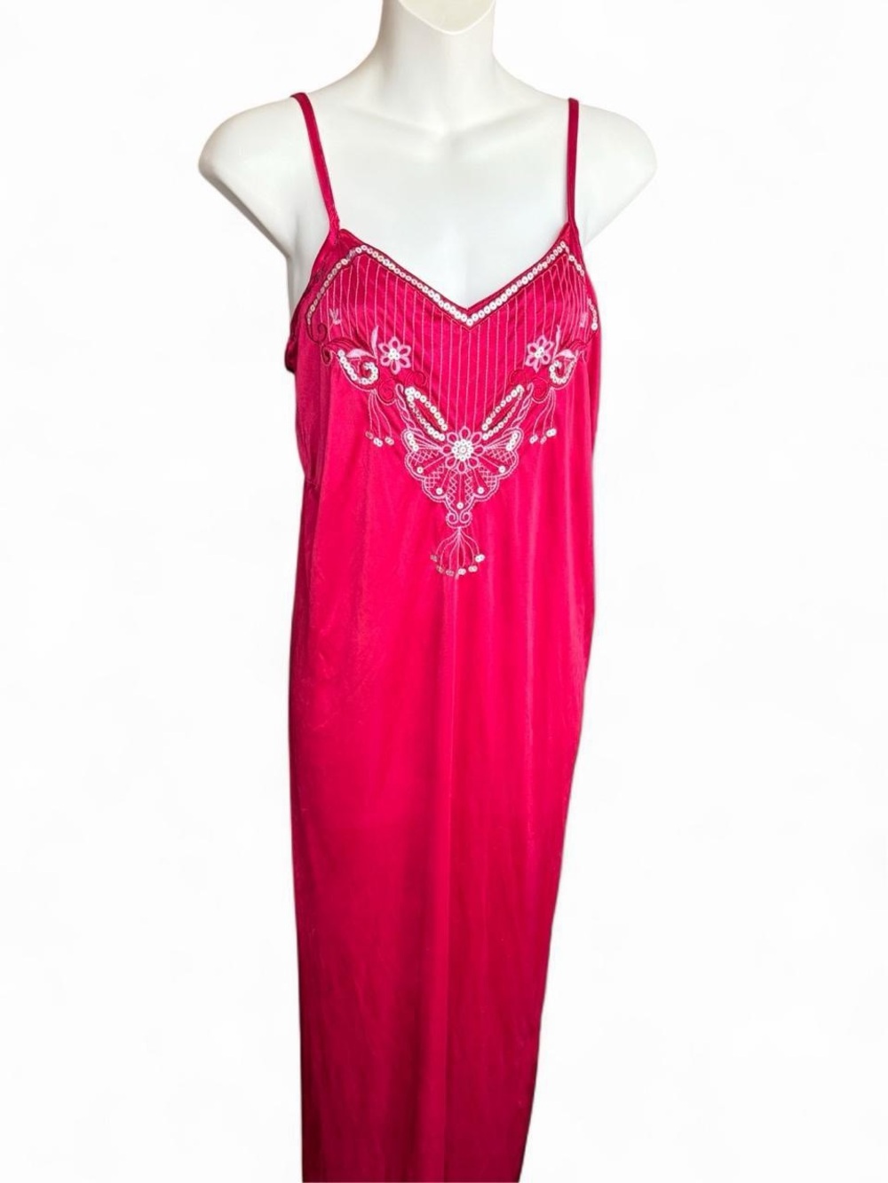 Fuchsia Embroidered Satin Slip - Brand Unspecified